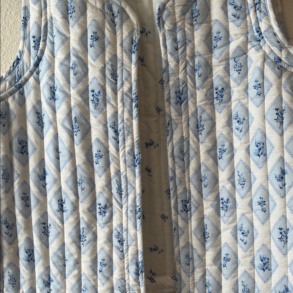 Japna Blue and White Quilted Vest - Picture 9 of 11